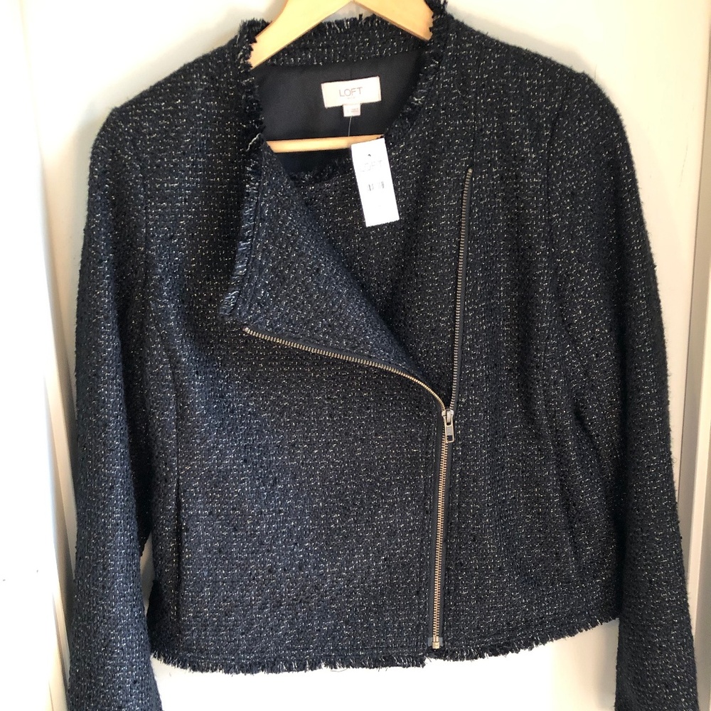 ❤️🌸HP! ❤️🌸 LOFT Black Jacket Gold Thread NWT!!!